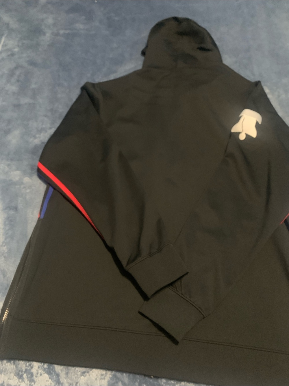 NBA Black Hooded Jacket with Red and Blue Trim